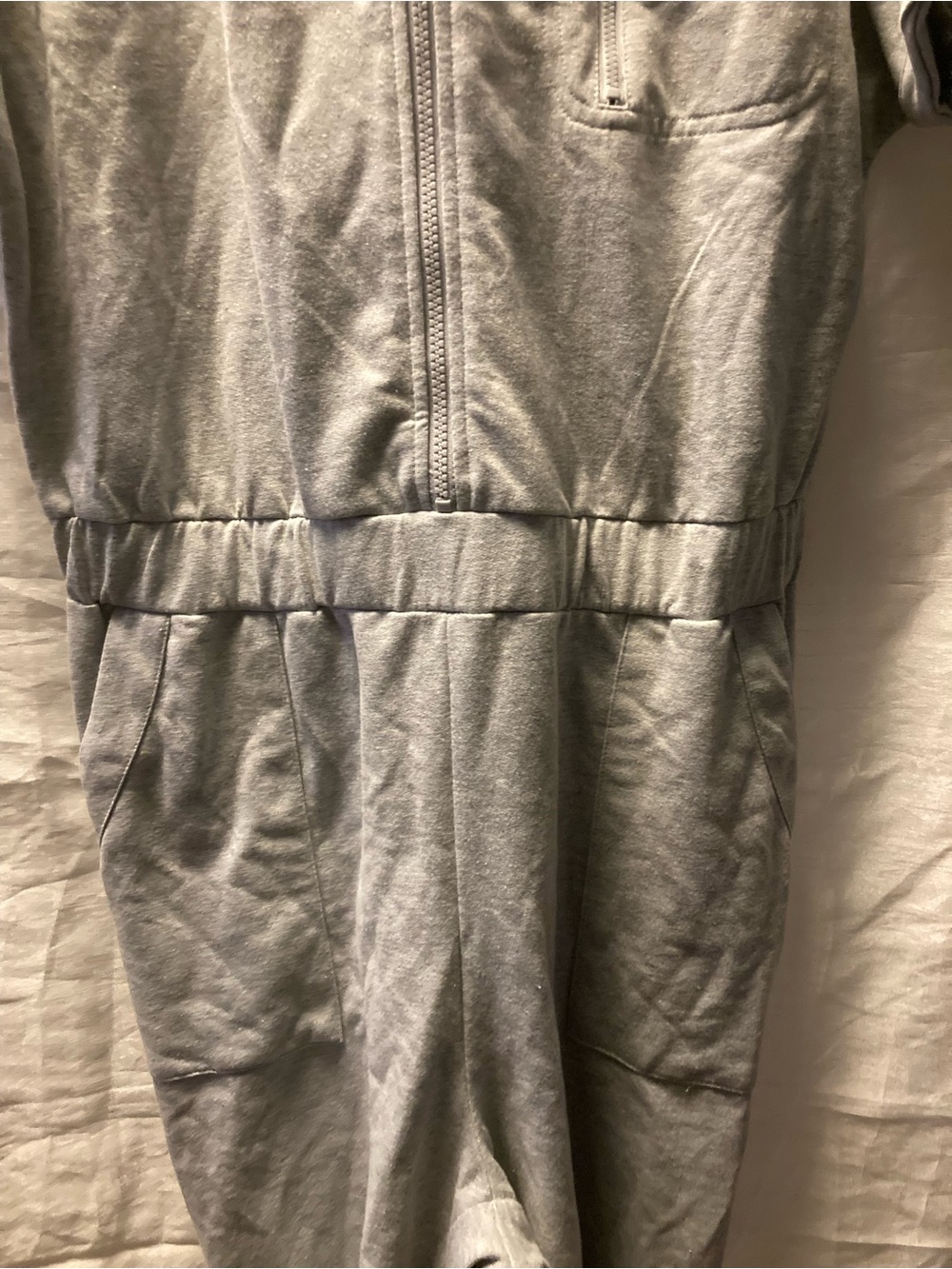 Ashley Stewart Gray Short-Sleeve Hooded Zip-Front Jumpsuit - Picture 4 of 6